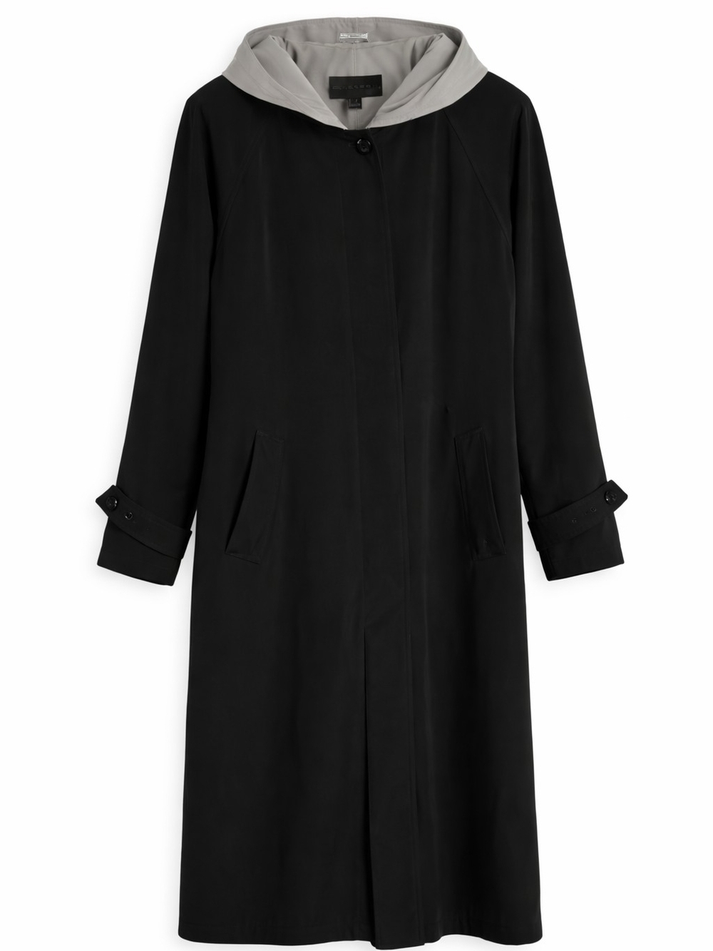 Gallery Women’s Size 16 Black Full Length Hooded Raincoat Trench Coat